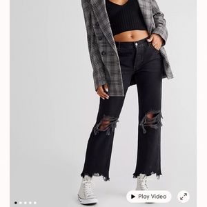 Free People Black Distressed Maggie Jeans, Size 26